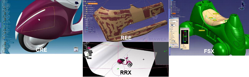 CATIA V5 PLM Express－CAT3DX CRE概念產品, REE逆向工程, FSX自由造型, RRX2動態渲染